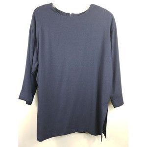 VTG Women’s Knights Ltd Navy Pullover  Career Tunic sz 16 rayon wool blend Pads